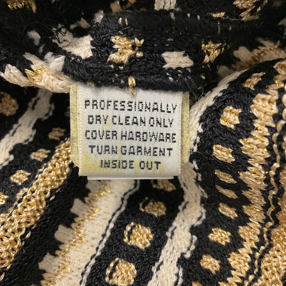 ST. JOHN COUTURE VINTAGE FALL 2003 IVORY / BLACK / GOLD METALLIC SEQUINED KNIT M - Picture 5 of 7